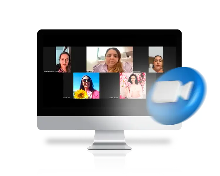 Aula ao vivo com a Tatyane e alunas em videochamada