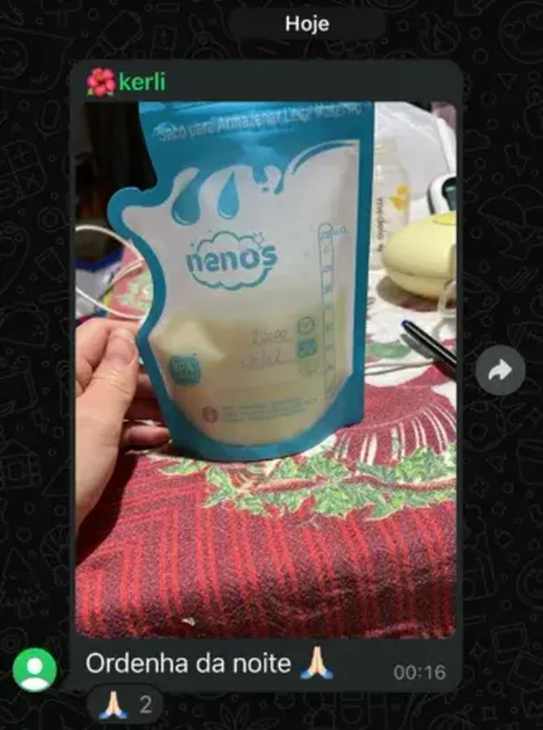 Print de aluna: ordenha da noite