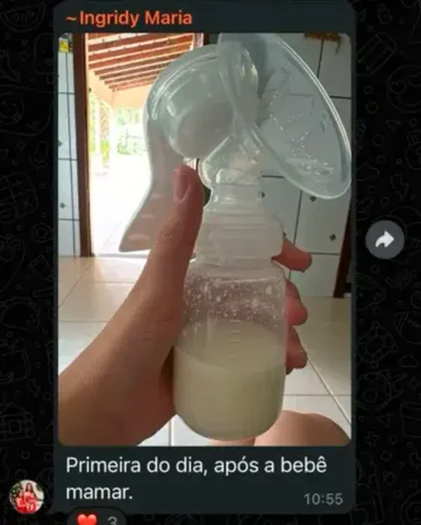 Print de aluna: extração depois de a bebê mamar